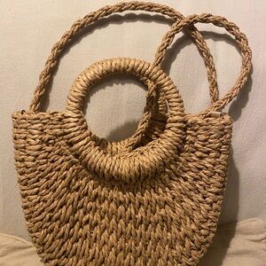 Stylish Tan Woven Tote Bag